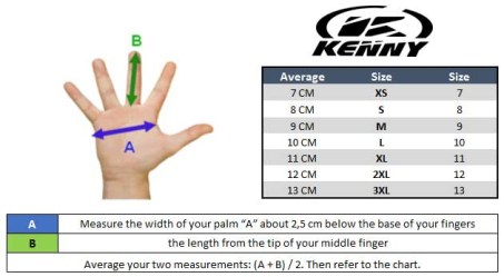 KENNY GLOVES SIZE GUIDE